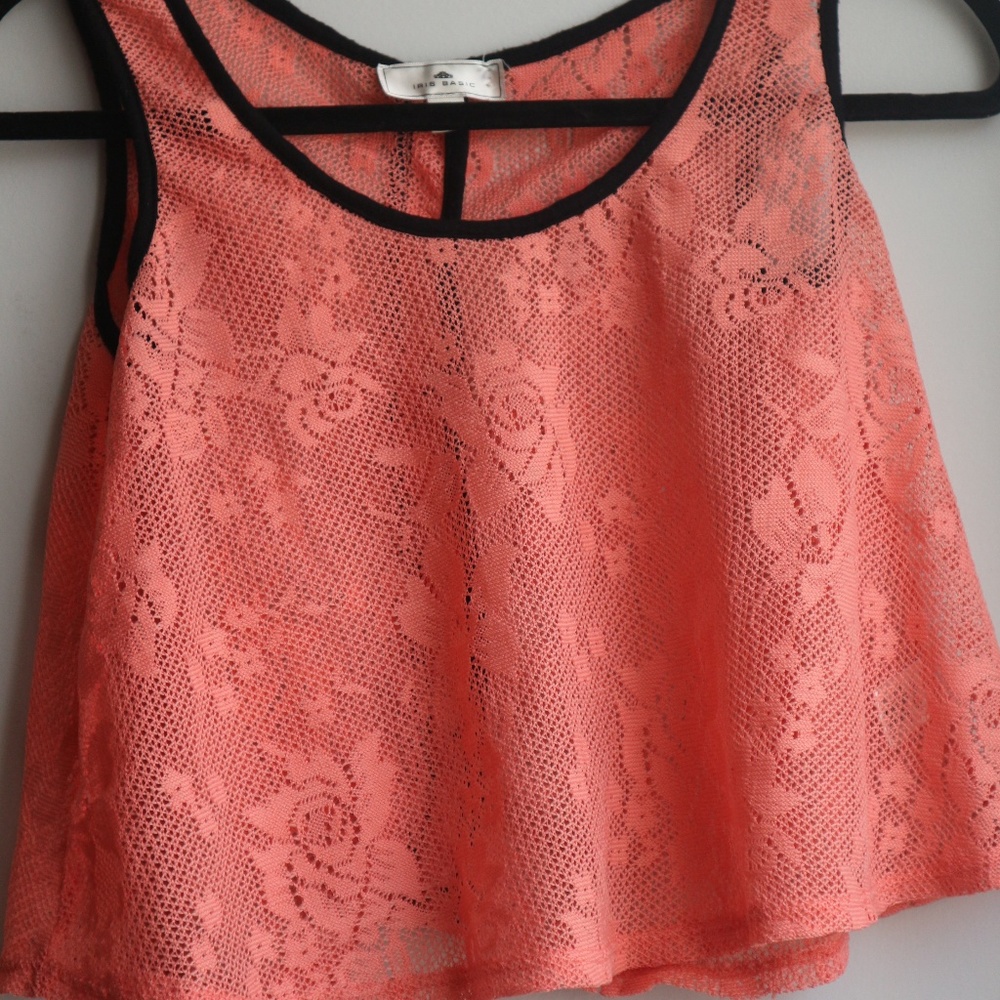 Coral Lace Crop Top